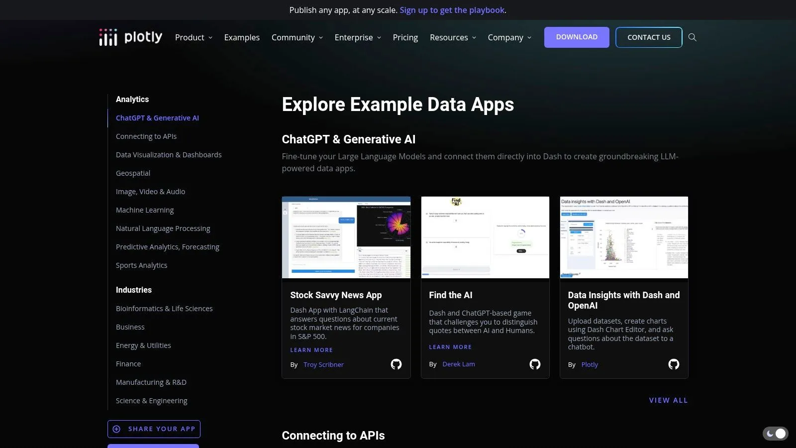 Plotly (Dash) App Examples + Plotly Cloud/Studio