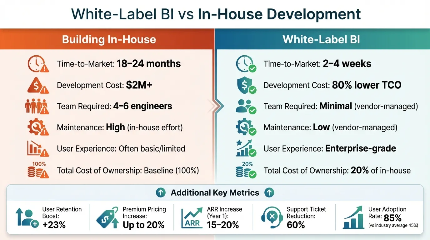 White-Label BI vs In-House Development: Cost, Time, and Performance Comparison