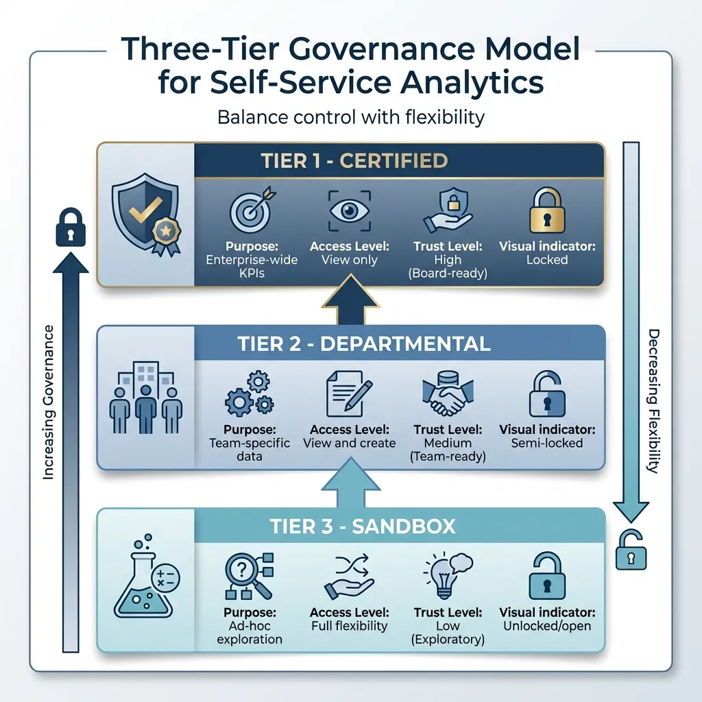 Three-Tier Governance Model for Enterprise Self-Service Analytics