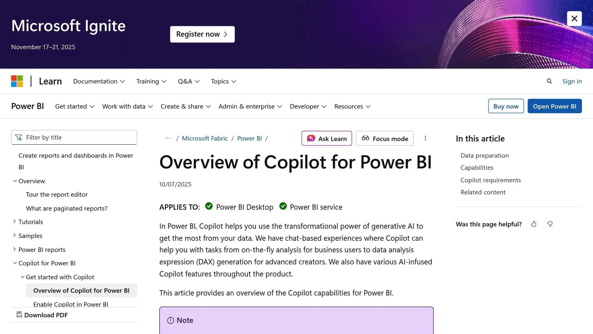 Microsoft Power BI Copilot
