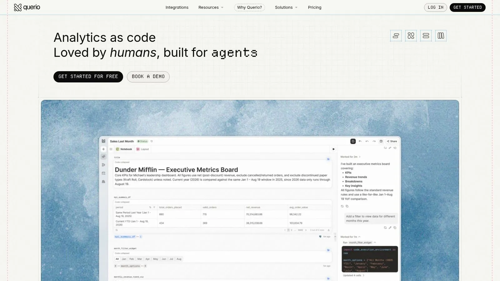 Screenshot from https://www.querio.ai