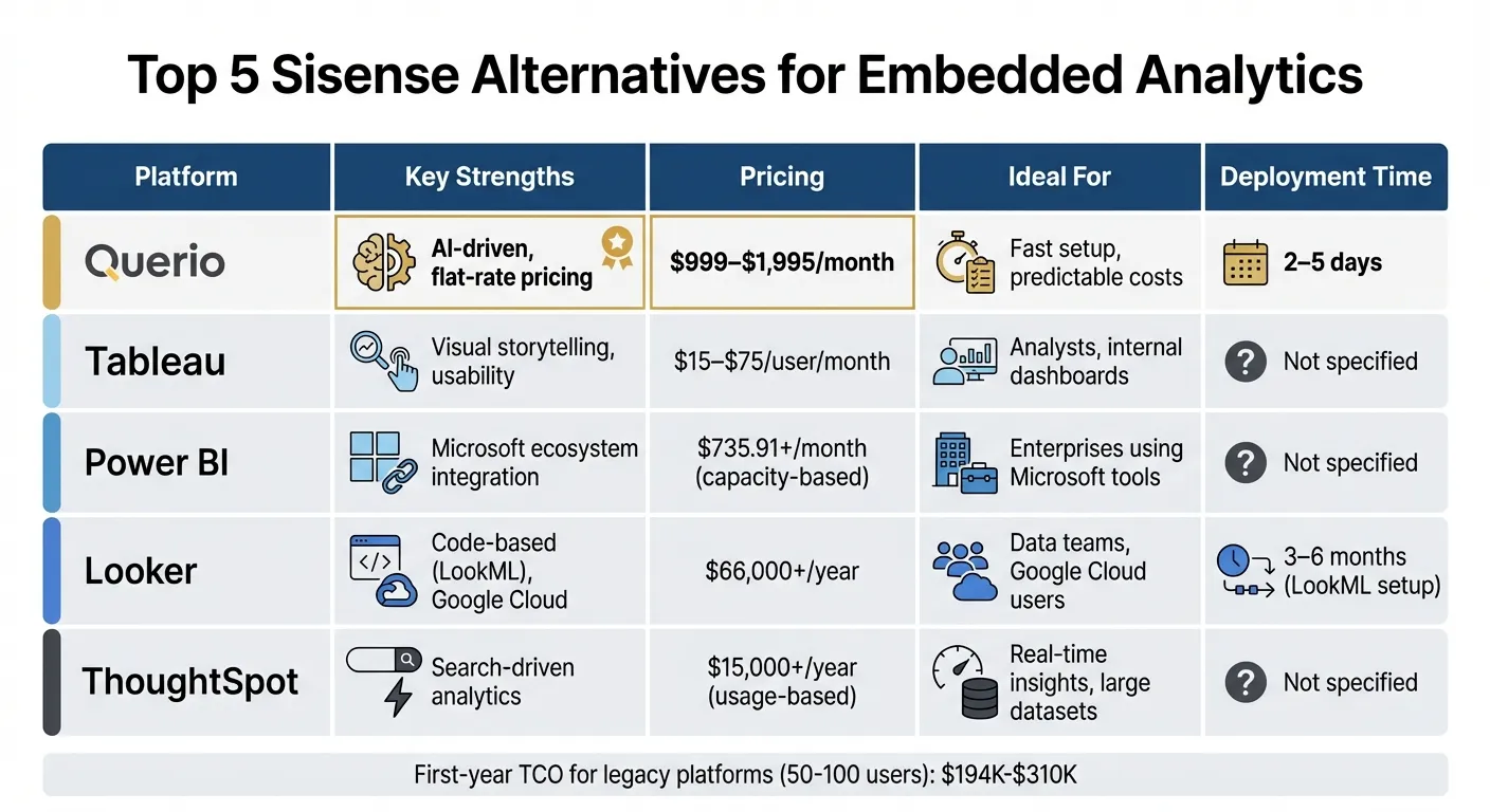 Sisense Alternatives Comparison: Features, Pricing, and Ideal Use Cases